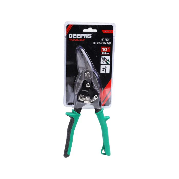Geepas Aviation Snip Right Cut 250mm - Right Cut Offset Tin with Forged Blade with Twin Spiral Spring, Comfort Grips | Ideal for Cutting Upto 18 Gauge Aluminium, Wire Mesh, Leather, Copper & Plastic - Image 3