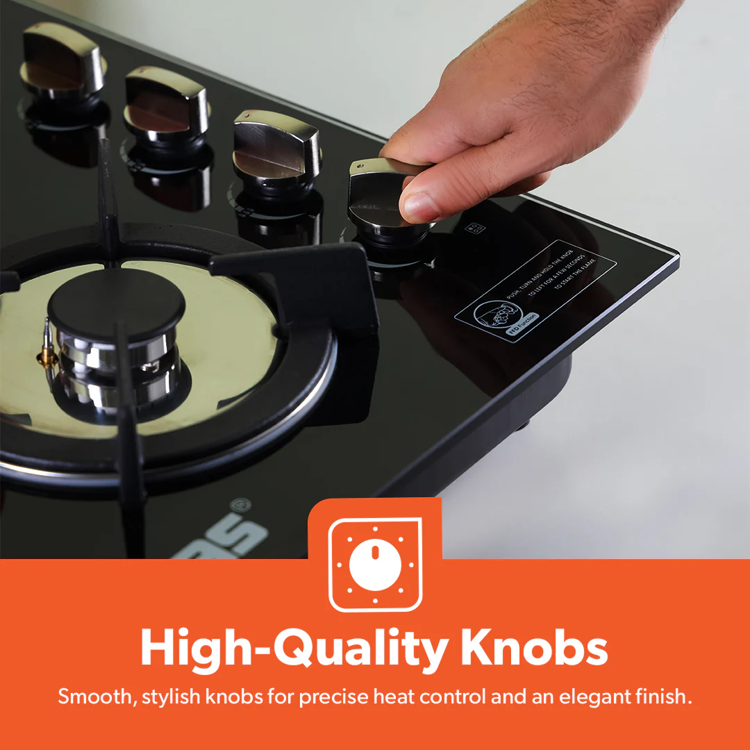 Geepas GGC31050FFD Built-in Glass Gas Hob | 4  Burners | Auto Ignition System | Flame Failure Safety Device (FFD) | Durable Design | Energy Efficient | 2 Years Warranty - Image 6