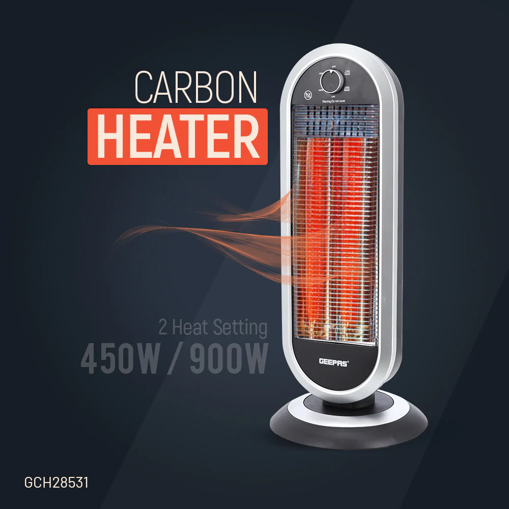 Geepas Carbon Heater GCH28531 | Instant Heating with Adjustable Power Settings| Safety Tip-Over Protection| Durable Design for Home & Office Use| 2 Years Warranty - Image 2
