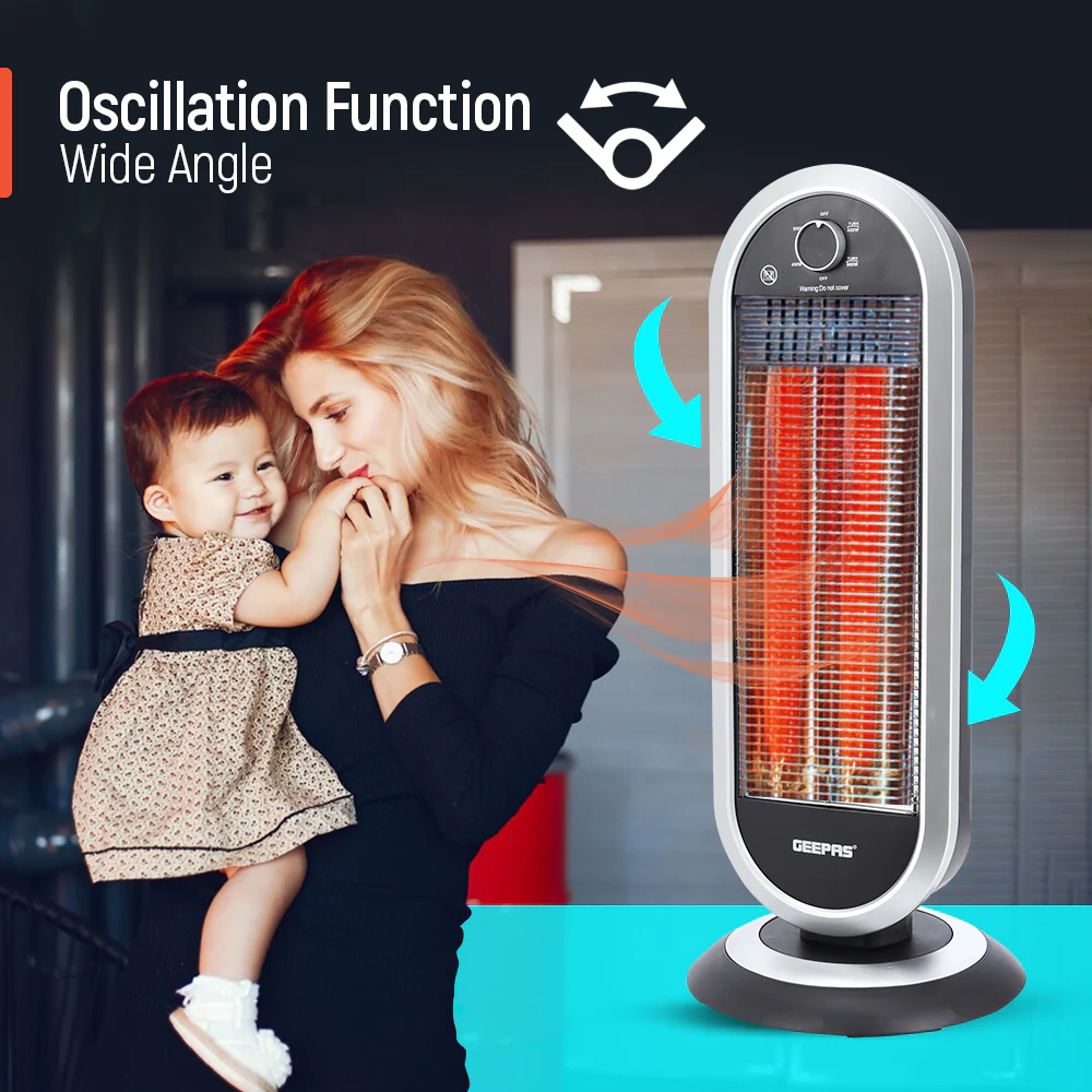 Geepas Carbon Heater GCH28531 | Instant Heating with Adjustable Power Settings| Safety Tip-Over Protection| Durable Design for Home & Office Use| 2 Years Warranty - Image 3