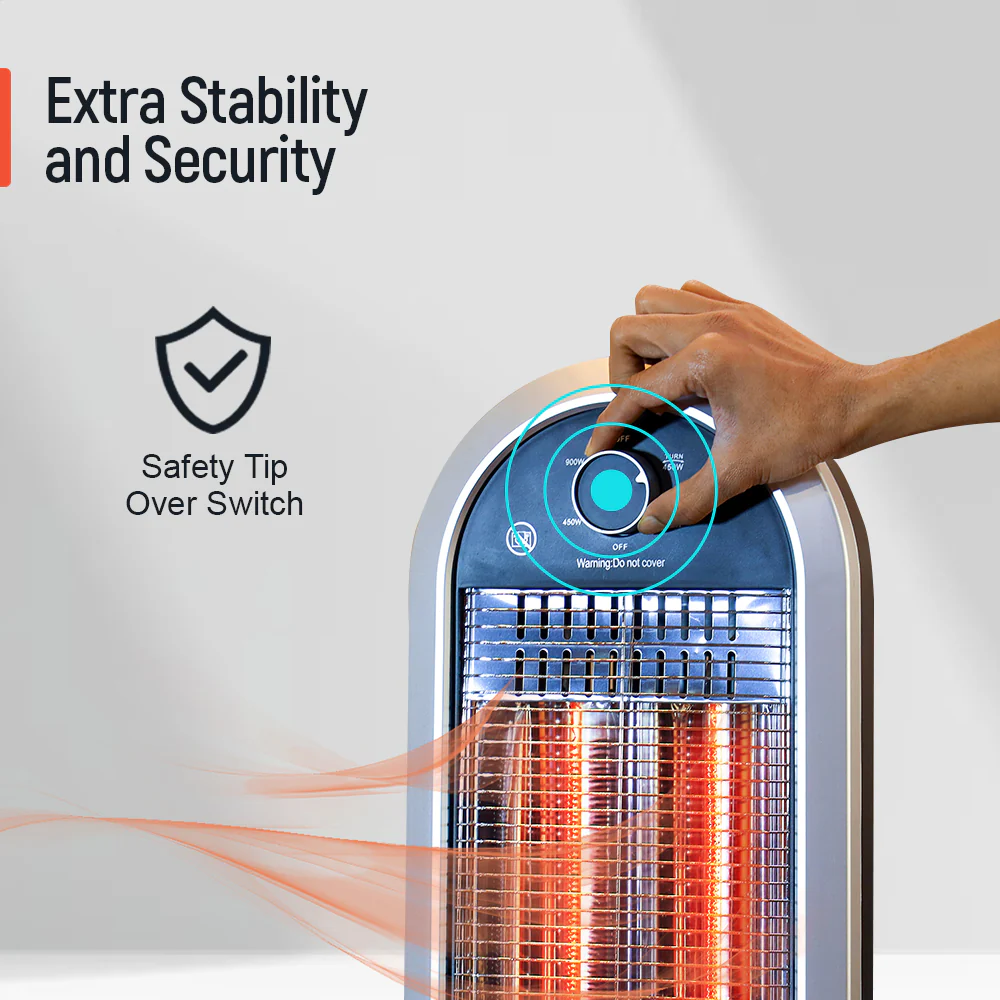 Geepas Carbon Heater GCH28531 | Instant Heating with Adjustable Power Settings| Safety Tip-Over Protection| Durable Design for Home & Office Use| 2 Years Warranty - Image 5
