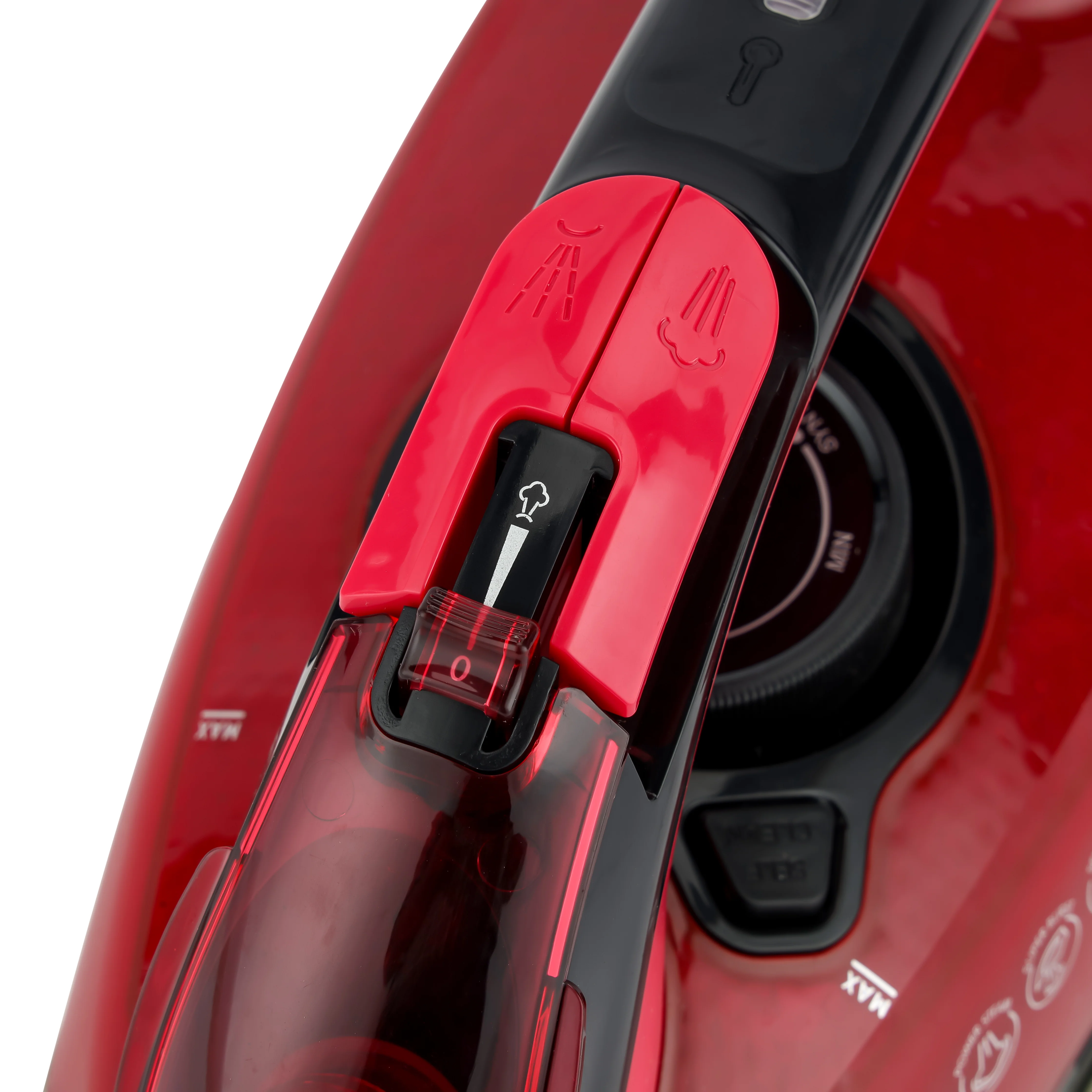 Geepas Ceramic Steam Iron GSI24026 | 3100W, Ceramic Soleplate, Anti-Calc & Anti-Drip, 350ml Tank, Comfortable Handle, Multi-Function, 2-Year Warranty, Red/Black - Image 3