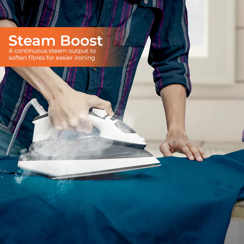 Geepas GSI7788 Ceramic Steam Iron 2000W- Temperature Control for Wet/Dry Crease Free Ironing | Steam Function & Self Cleaning Function | 2 Years Warranty - Image 2