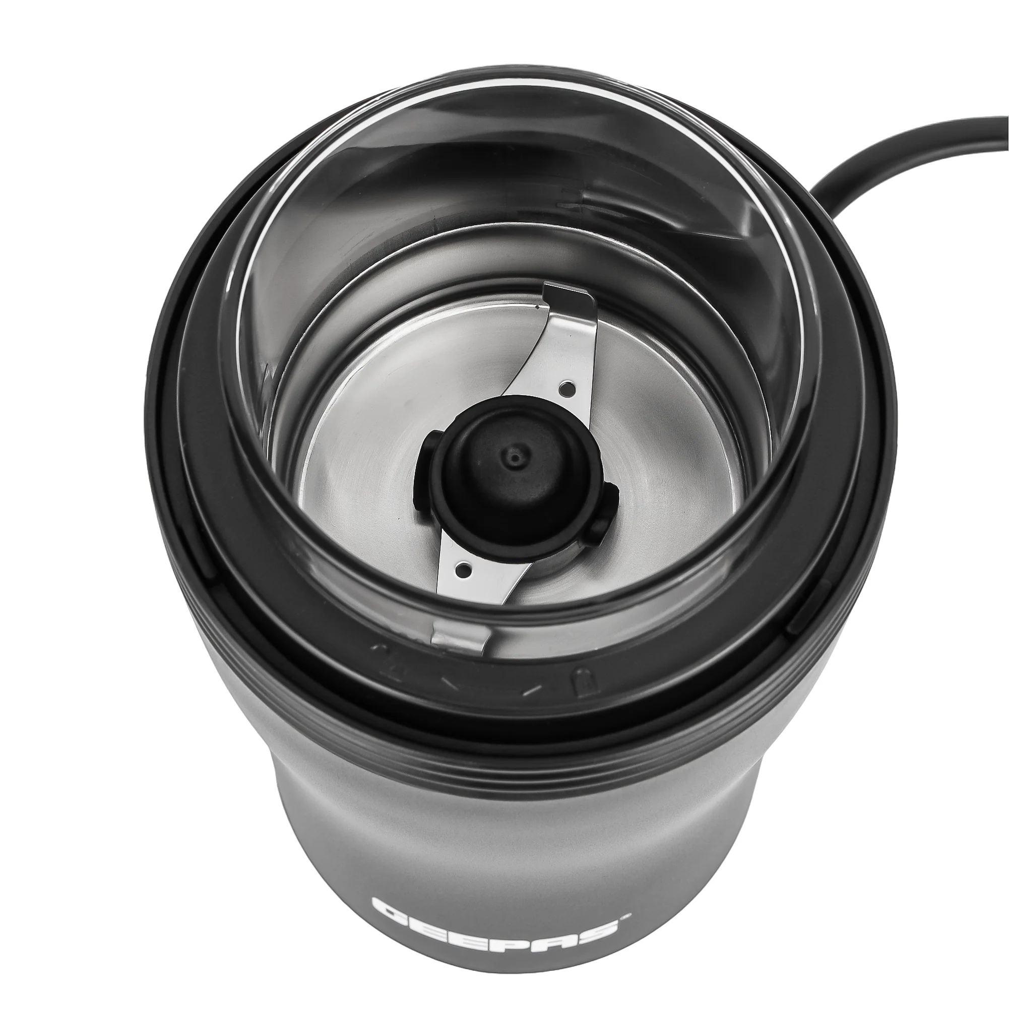 Geepas Coffee Grinder- GCG41022/150W Powerful Motor, Durable Jar, Plastic Housing and Stainless Steel Blade/Ergonomic Grip, Press Down Operation, Black, 2 Years Warranty - Image 3