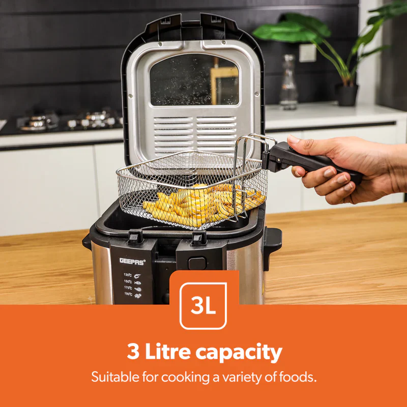 Geepas GDF36014 Deep Fryer, Adjustable Temperature 130-190C with 30 Minute Timer & Indicator Light | Non-Stick Inner Pot | Perfect for French Fries, Chicken Wings - Image 3
