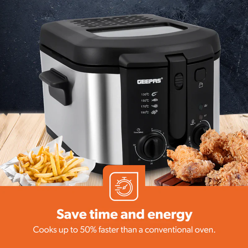 Geepas GDF36014 Deep Fryer, Adjustable Temperature 130-190C with 30 Minute Timer & Indicator Light | Non-Stick Inner Pot | Perfect for French Fries, Chicken Wings - Image 6