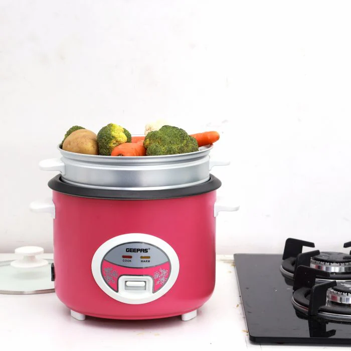 Geepas Deluxe Rice Cooker GRC4329 |1.8L Capacity | Powerful Heating |Non-Stick Inner Pot | Steamer Tray for Healthy Cooking |Cook & Keep Warm Function| 2 Years Warranty - Image 3