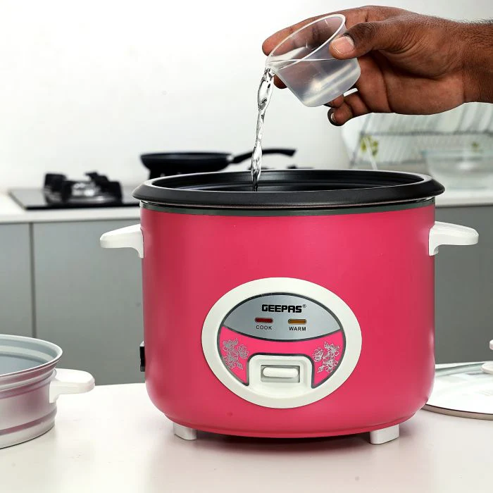 Geepas Deluxe Rice Cooker GRC4329 |1.8L Capacity | Powerful Heating |Non-Stick Inner Pot | Steamer Tray for Healthy Cooking |Cook & Keep Warm Function| 2 Years Warranty - Image 5