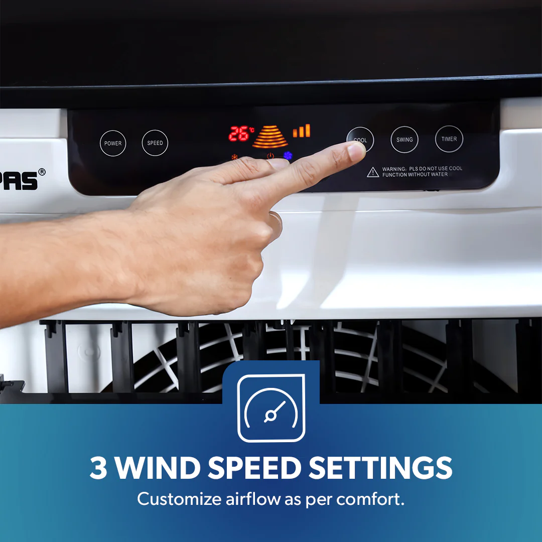 Geepas GAC9495 Digital Air Cooler | 45L Large Water Tank |  3 Adjustable Wind Speeds|  Powerful 4500m³/h Airflow |  Energy Efficient Cooling System |  2 Years Warranty - Image 6
