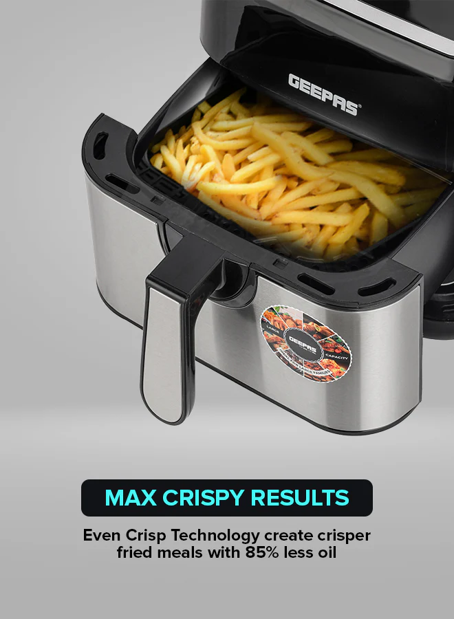 Geepas Digital Air Fryer- GAF37527UK/5.0 L Pot, with Vortex Technology/Digital Display, Touch Screen, Multiple Function, 1-60 Min Timer, Temperature 50-200 Degree Celsius - Image 3