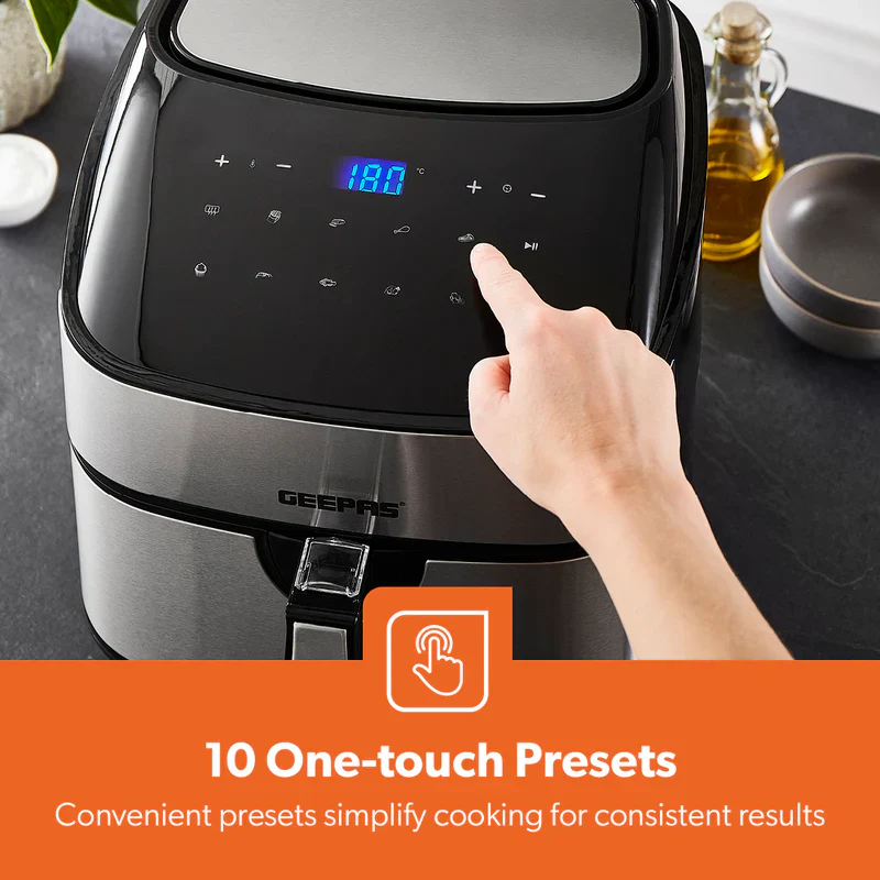 Geepas Digital Air Fryer GAF37530UK | 7.5L Capacity with 5.5L Basket, Vortex Technology, Digital Touch Screen, 10 Preset Modes, 1–60 Min Timer, 2 Years Warranty - Image 8