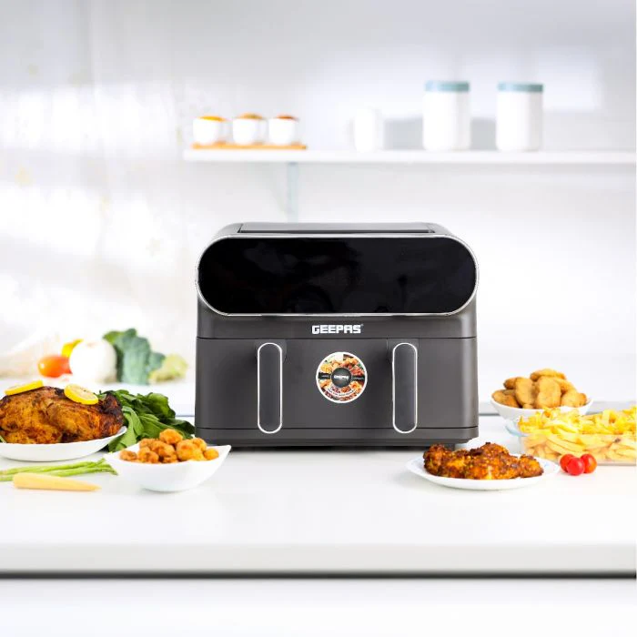 Geepas Digital Air Fryer- GAF37532| 11 L Capacity with 5.5 L Dual Baskets |  VORTEX Air Frying Technology| Digital Display, Dehydrate, 1-60 Min Timer | 2 Years Warranty - Image 6