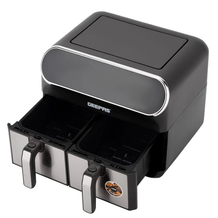 Geepas Digital Air Fryer GAF37533 | 8.0L with Dual 4.0L Baskets, Vortex Air Frying Technology, Digital Display, Dehydrate, 1–60 Min Timer, 200°C, 2 Years Warranty - Image 3