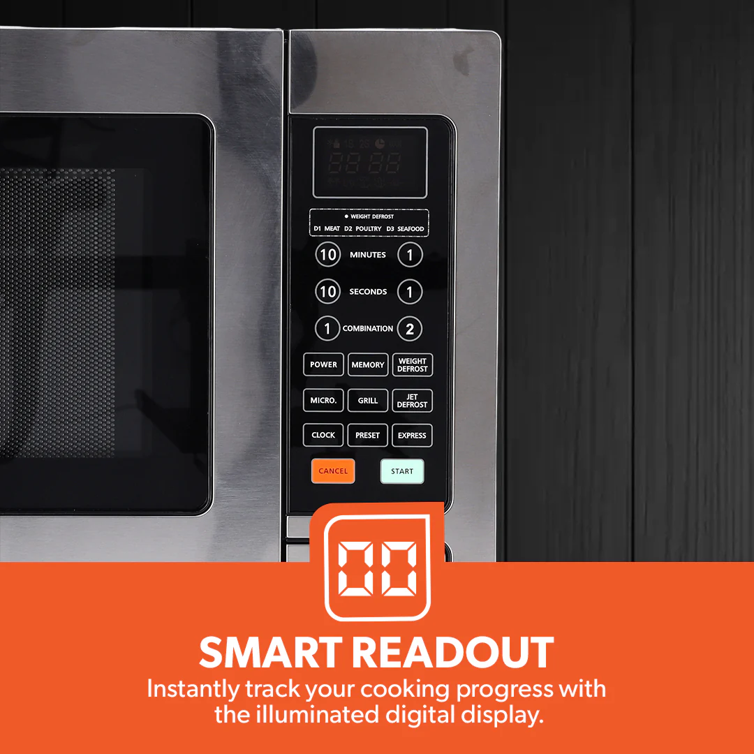 Geepas  Digital Grill Microwave Oven GMO1897 |30L |1000W | Multiple Cooking Menus| Child Safety Lock| Digital Control Panel | Reheating, Defrost & Grill | 1-Year Warranty - Image 3