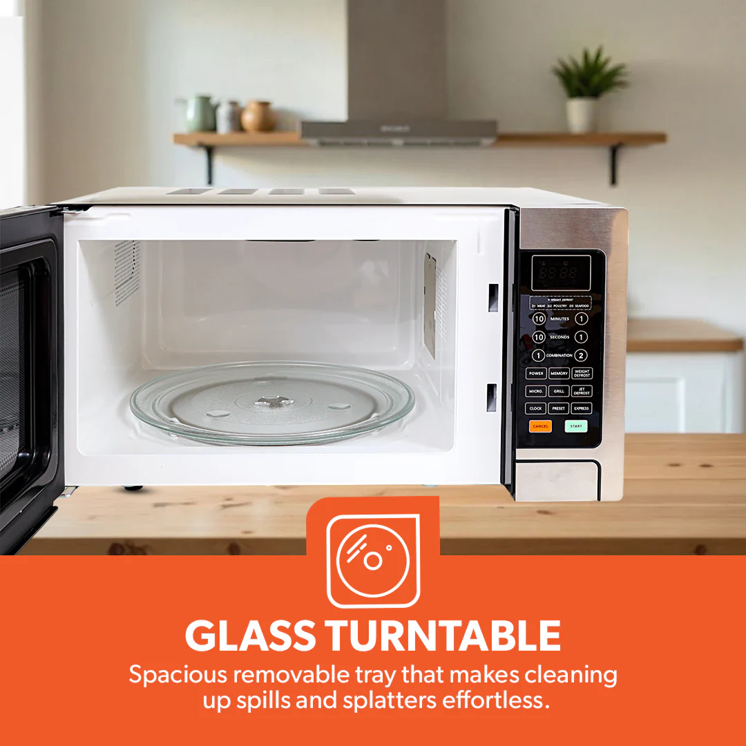 Geepas  Digital Grill Microwave Oven GMO1897 |30L |1000W | Multiple Cooking Menus| Child Safety Lock| Digital Control Panel | Reheating, Defrost & Grill | 1-Year Warranty - Image 4