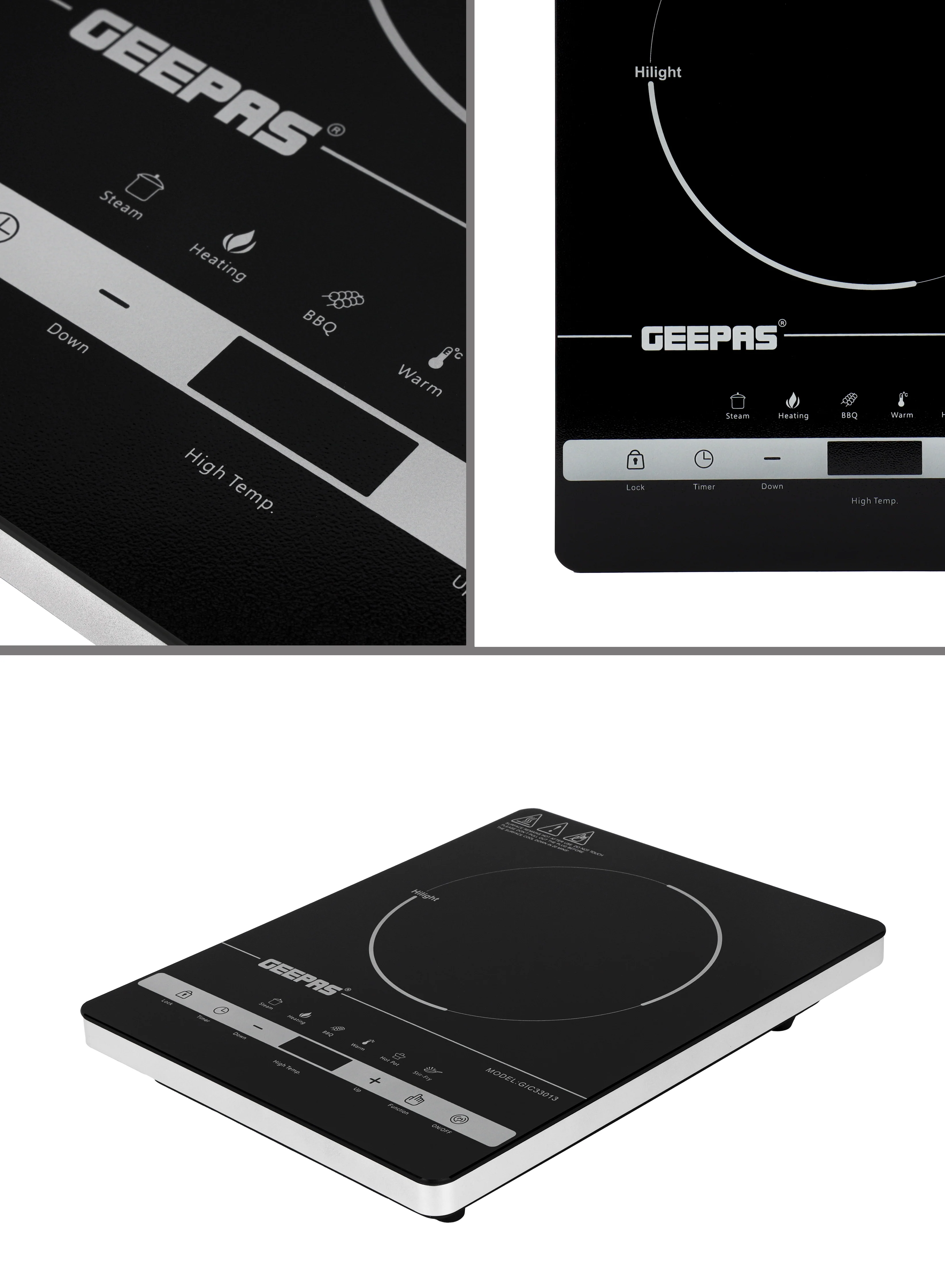 Geepas Digital Infrared Cooker GIC33013 |2000W Ceramic Heating Element| Touch Control| LED Display| 10 Adjustable Power Levels| Timer, Safety Protection| 2 Years Warranty - Image 5