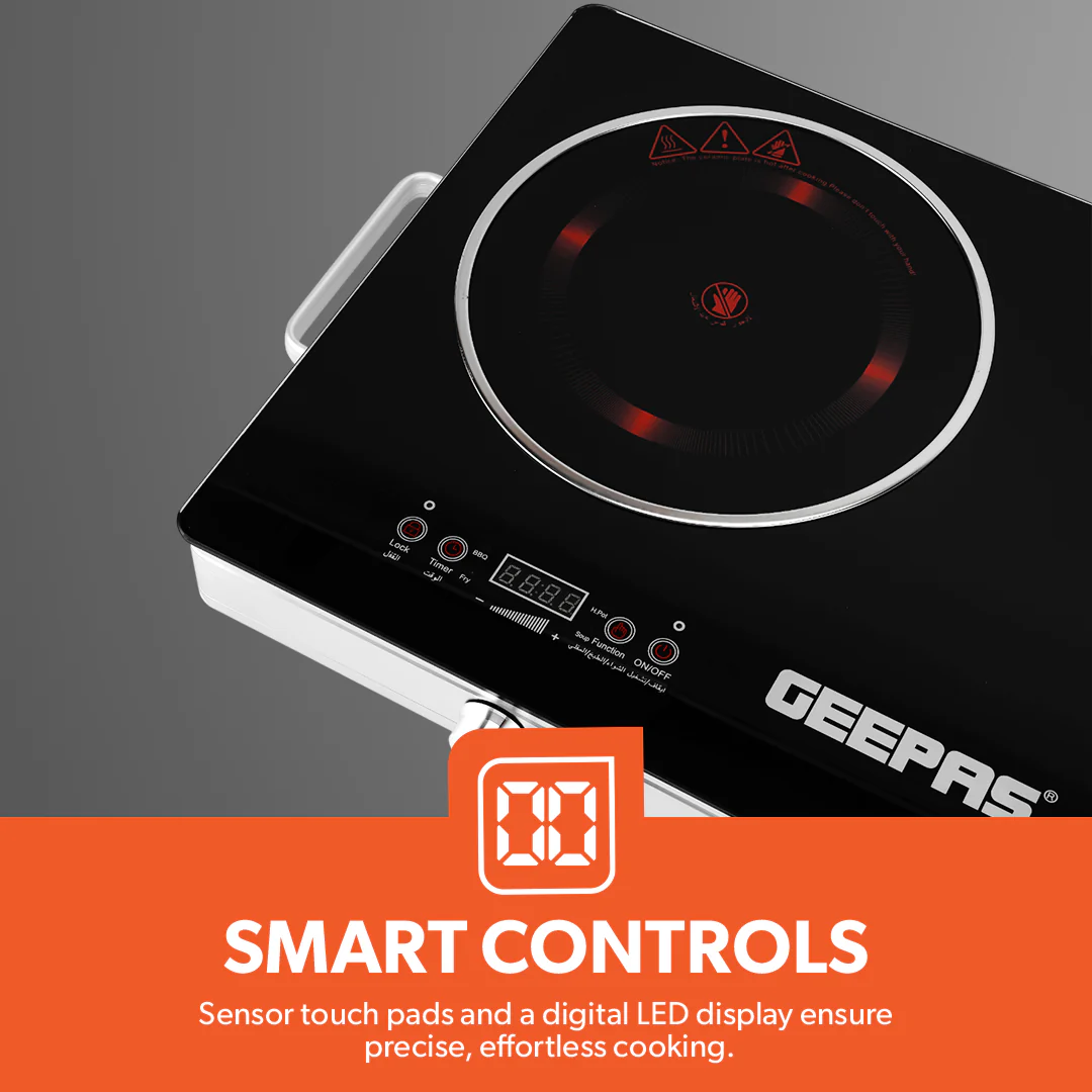 Geepas Digital Infrared Cooker GIC6131 |3600W Double Cooking Hob | Dual Ceramic Plates| Touch & Knob Control| Digital Display| Timer| Safety Protection|  2 Years Warranty - Image 5