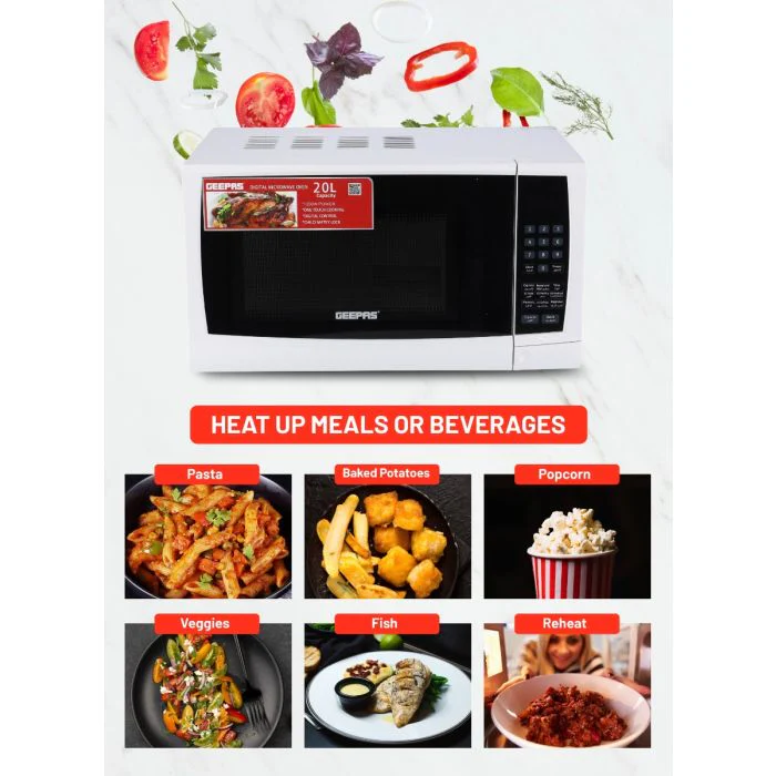 Geepas Digital Microwave Oven GMO1895 | 20L Capacity | 1200W Power | Digital Control Panel | One-Touch Cooking Functions| Defrost & Reheat Options|  1 Year Warranty - Image 5