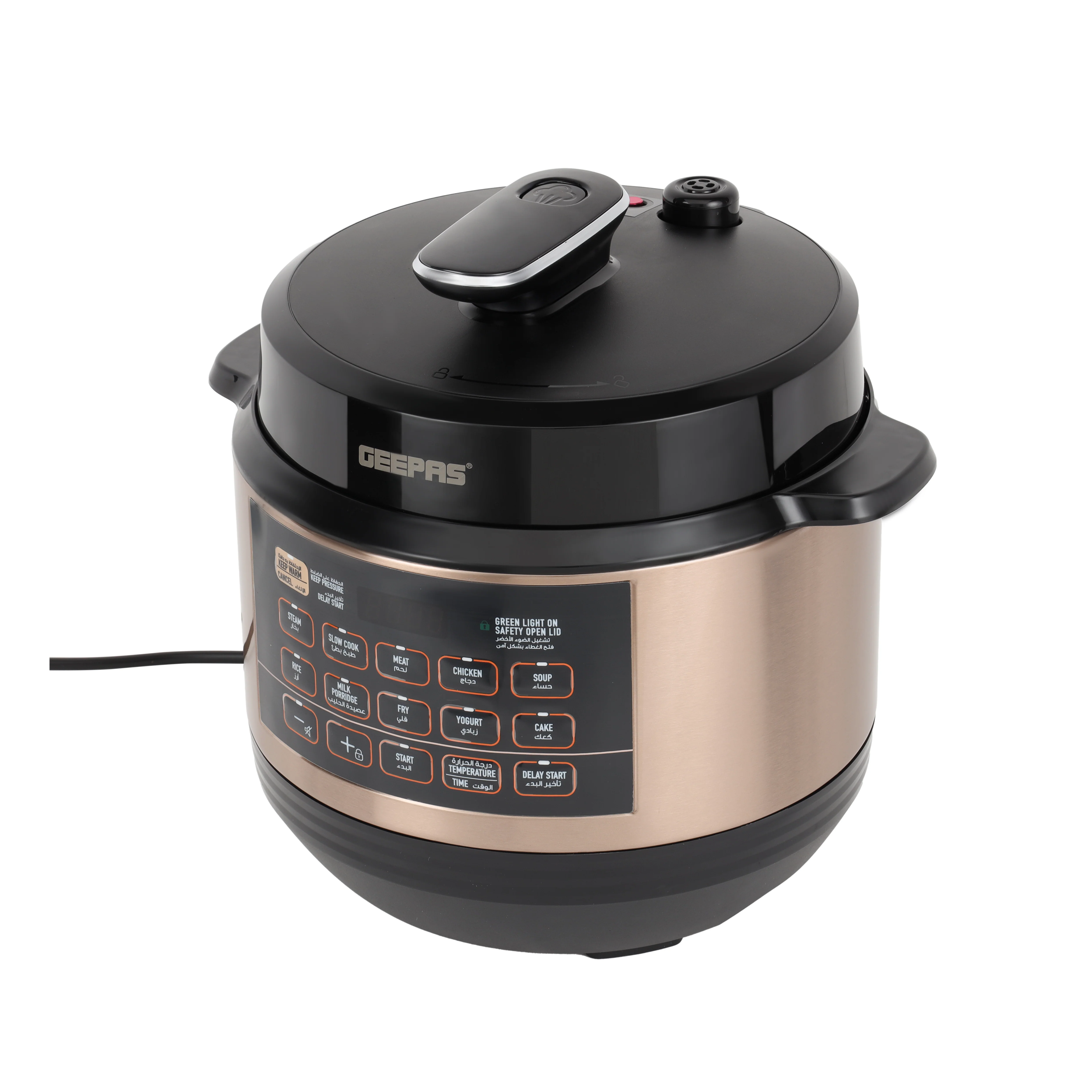 Geepas Digital Multi Cooker GMC35052 6L | LED Display | 10 One-Touch Cooking Programs| Cook & Warm Modes | 1000W Power and Multi-Functional Pressure Cooking System - Image 3