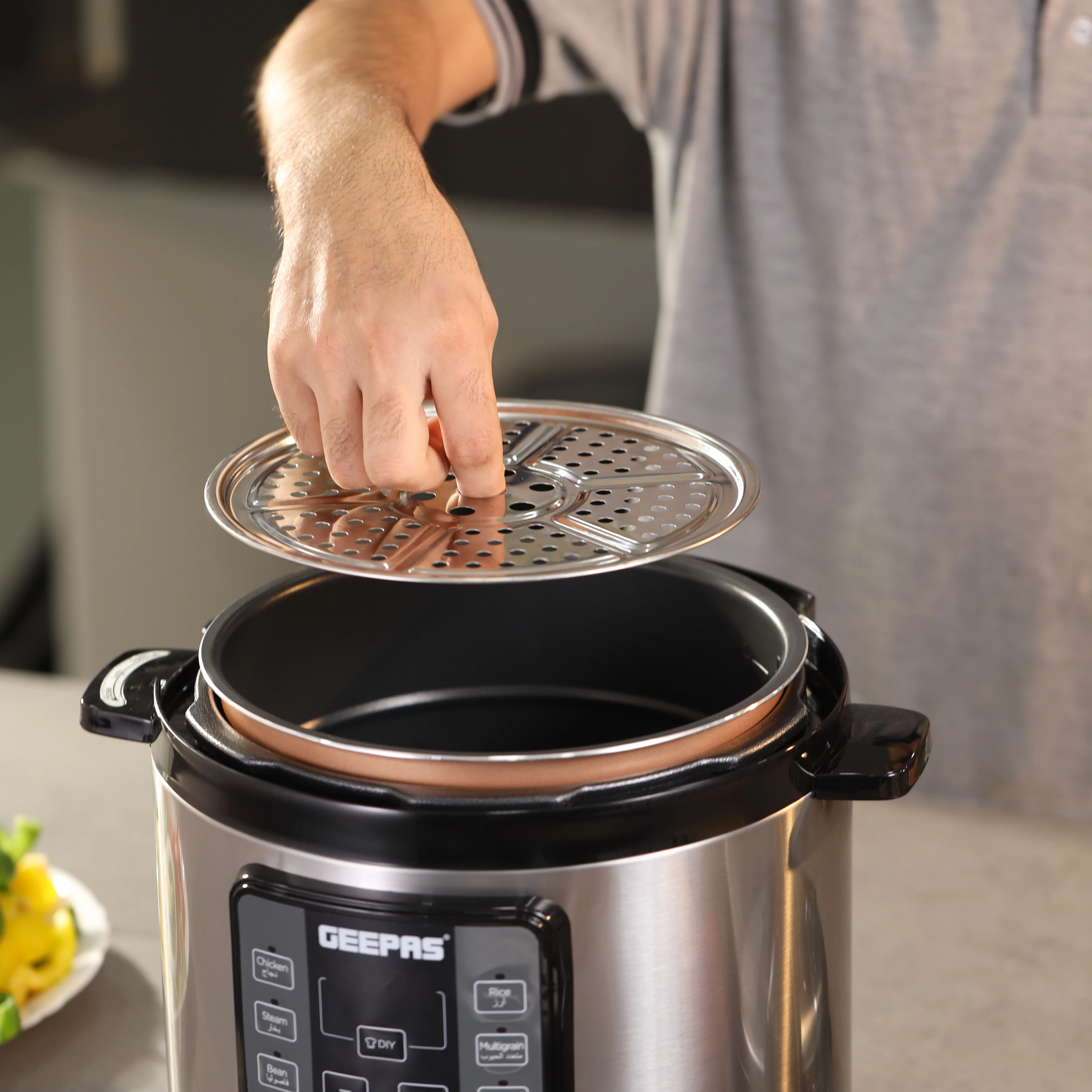 Geepas Digital Multi Cooker GMC5326 |6L Capacity| 1000W Power| 14 Intelligent Cooking Programs| LED Display| Non-Stick Inner Pot| Safety Protection | 2-Year Warranty - Image 3