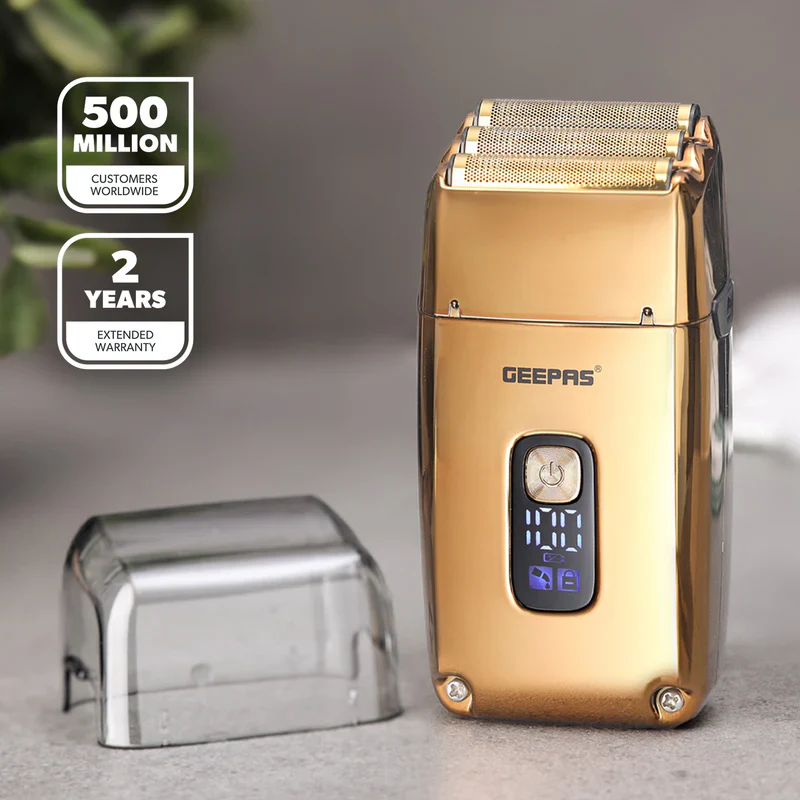 Geepas Digital Waterproof Shaver- GSR57520UK/ for Men, IPX6 Rating, 3 Blades/ Cord and Cordless Operation, with Travel Safety Lock/ Perfect for In-House Styling - Image 2