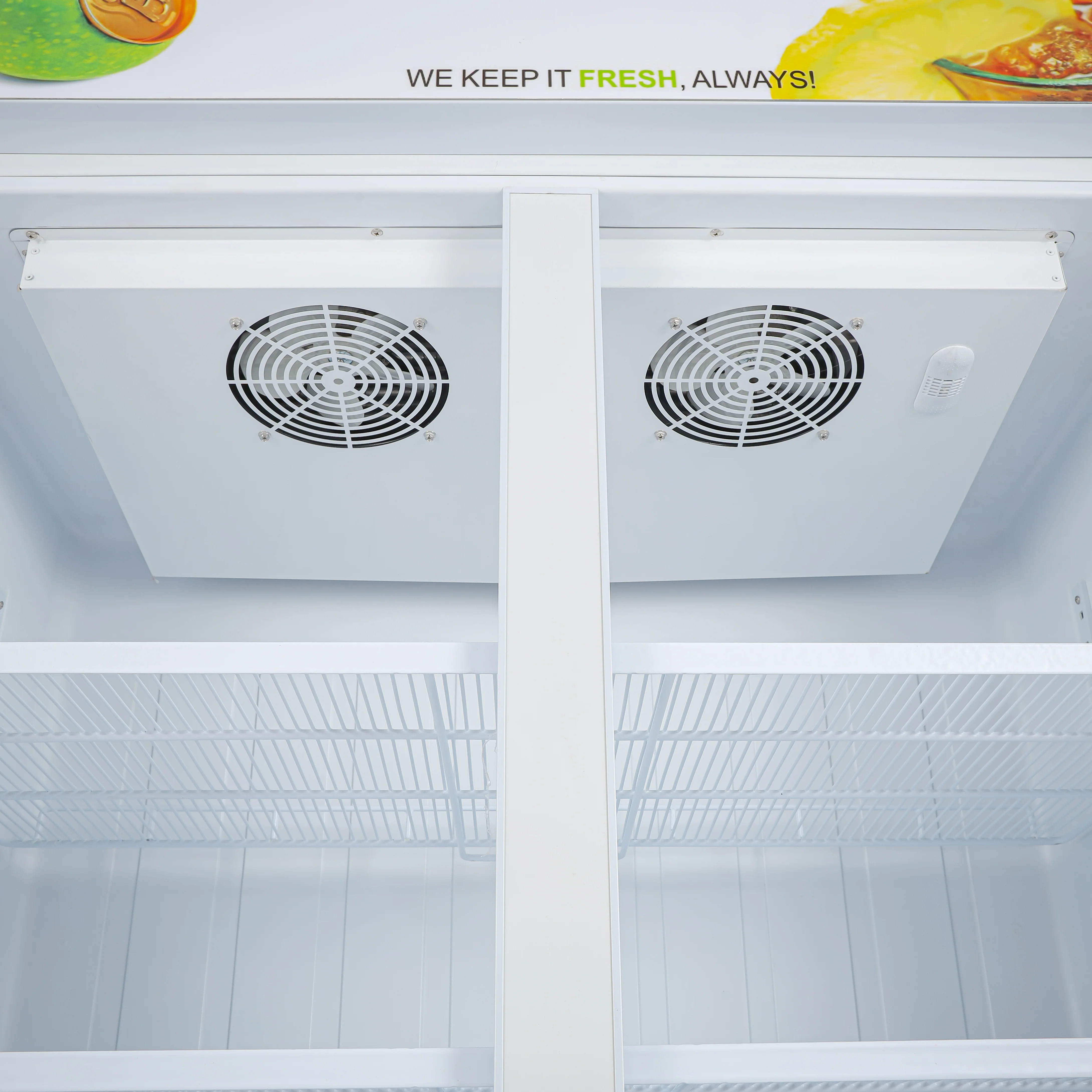 Geepas GSC8104RN Double Door Showcase Chiller | 810L Large Capacity | LED Digital Temperature Control |  Fan Cooling |  No Frost |  Vertical LED Light |  1-Year Warranty - Image 5