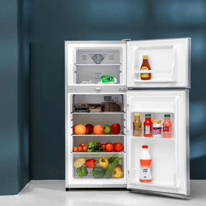 Geepas Double Door No-Frost Refrigerator- GRF2003SPN Quick Cooling, Low Noise, Equipped with Big Storage Freezer, Spacious Vegetable Crisper Box/ Auto Defrost to Prevent Ice Formation, Eco-Friendly Design/ Silver, 1-Year Warranty - Image 3