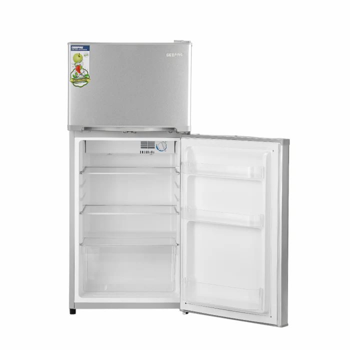 Geepas Double Door No-Frost Refrigerator- GRF2003SPN Quick Cooling, Low Noise, Equipped with Big Storage Freezer, Spacious Vegetable Crisper Box/ Auto Defrost to Prevent Ice Formation, Eco-Friendly Design/ Silver, 1-Year Warranty - Image 4