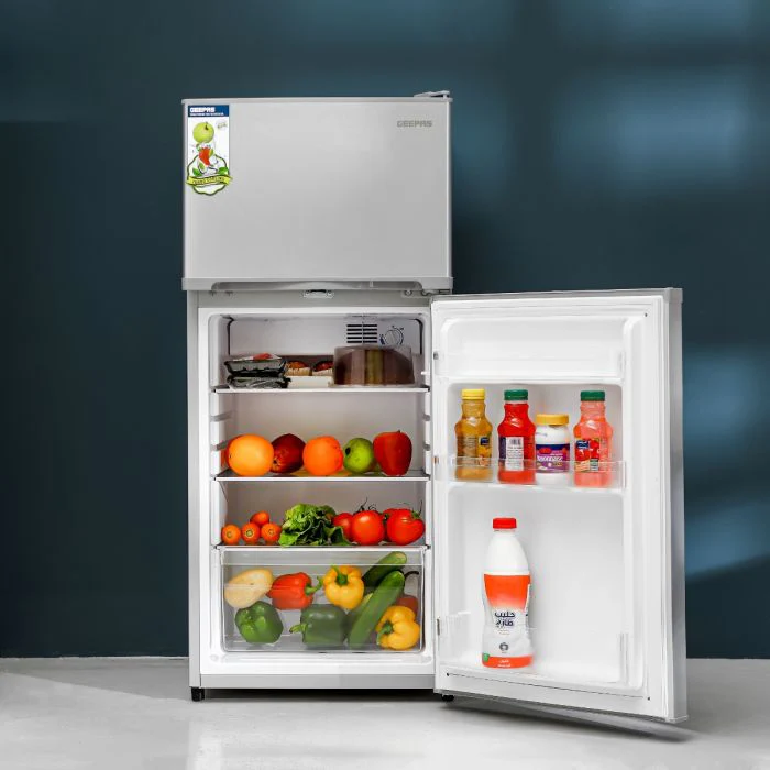 Geepas Double Door No-Frost Refrigerator- GRF2003SPN Quick Cooling, Low Noise, Equipped with Big Storage Freezer, Spacious Vegetable Crisper Box/ Auto Defrost to Prevent Ice Formation, Eco-Friendly Design/ Silver, 1-Year Warranty - Image 5