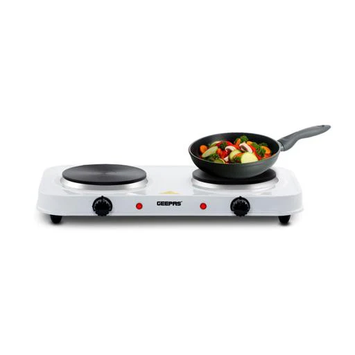Geepas Double Hot Plate GHP32012 | 2000W Portable Electric Cooker with Adjustable Thermostat| Dual Die-Cast Iron Heating Elements| Overheat Protection| 2 Years Warranty - Image 2