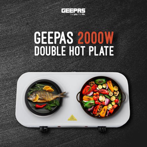 Geepas Double Hot Plate GHP32012 | 2000W Portable Electric Cooker with Adjustable Thermostat| Dual Die-Cast Iron Heating Elements| Overheat Protection| 2 Years Warranty - Image 3