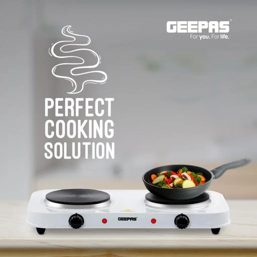 Geepas Double Hot Plate GHP32012 | 2000W Portable Electric Cooker with Adjustable Thermostat| Dual Die-Cast Iron Heating Elements| Overheat Protection| 2 Years Warranty - Image 4