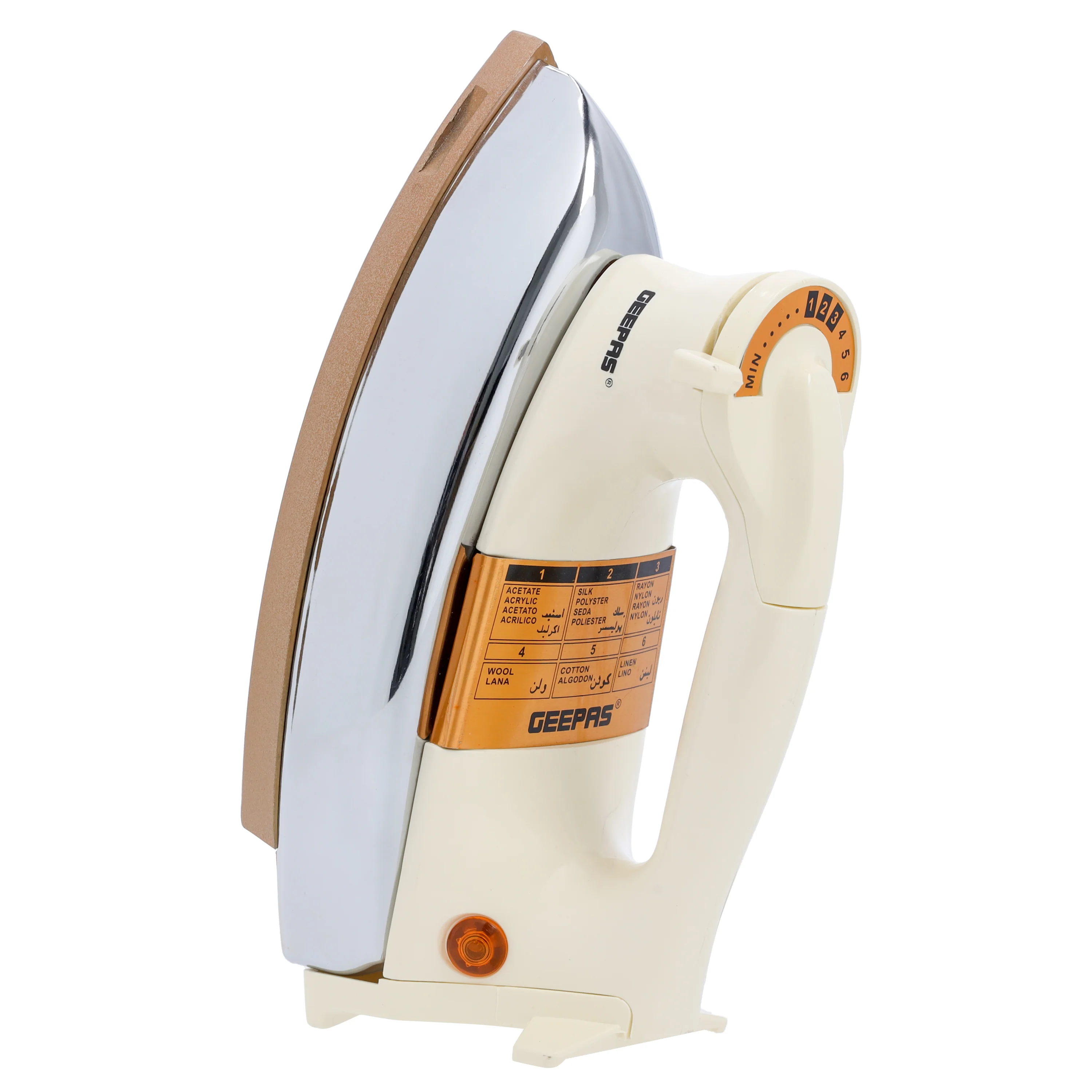 Electric Dry Iron, Golden Ceramic Soleplate Iron, GDI2752N | 1000W Heavy Weight Iron with Adjustable Temperature | Pilot Indicator Lamp | Overheat Protection | Swivel Cord - Image 3