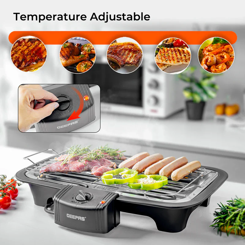 Geepas 2000W Electric Barbecue Grill - Auto-Thermostat Control with Overheat Protection | Detachable Heating Element | Perfect for both Indoor & Outdoor cooking - Image 5