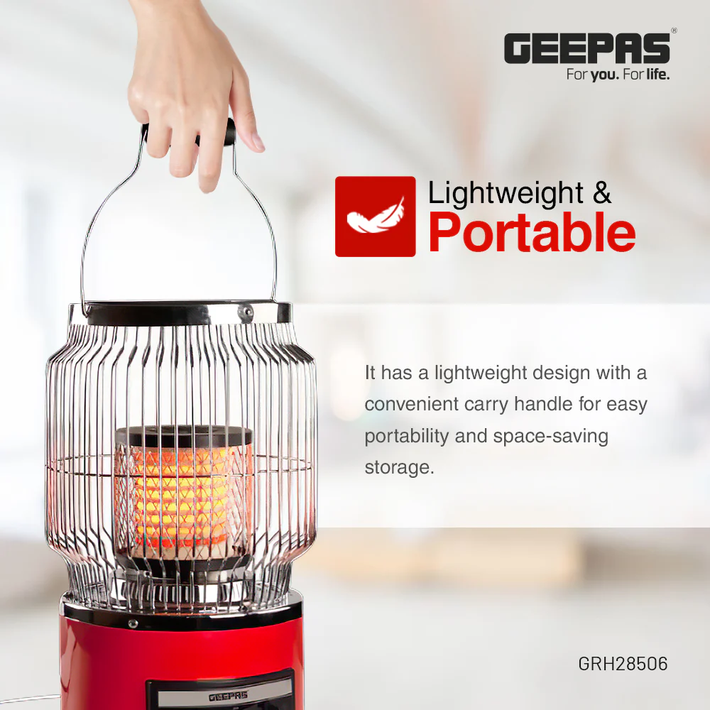 Geepas Ceramic Heater- GRH28506/ High Performance with 2000 W Power/ Safety Tip-Over Switch and Two-Levels of Heating/ Portable with a Carry Handle/ Red, 2 Years Warranty - Image 3