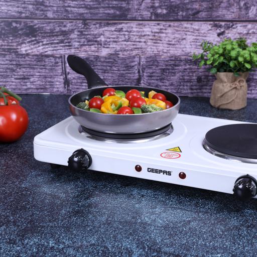 Geepas Electric Double Hot Plate GHP32014 | 2000W | Adjustable Temperature Control | Cast Iron Heating Plate 155mm | Overheat Protection | |Portable Electric Hob - Image 4