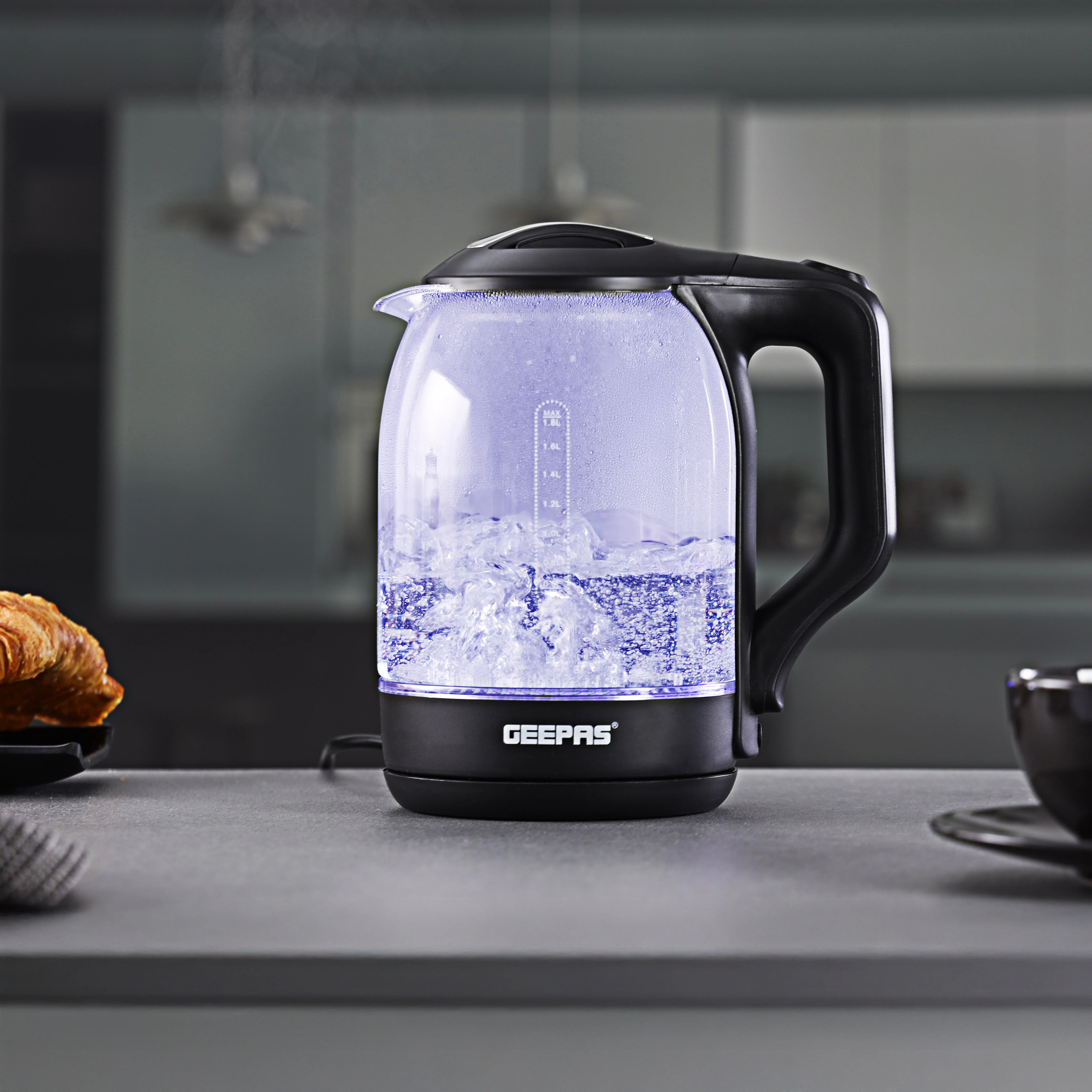 Geepas Electric Kettle - Glass Body| Boil Dry Protection & Auto Shut Off | Heats up Quickly & Easily | Boiler for Hot Water| Tea & Coffee Maker | 1.8L| 2 Years Warranty - Image 3