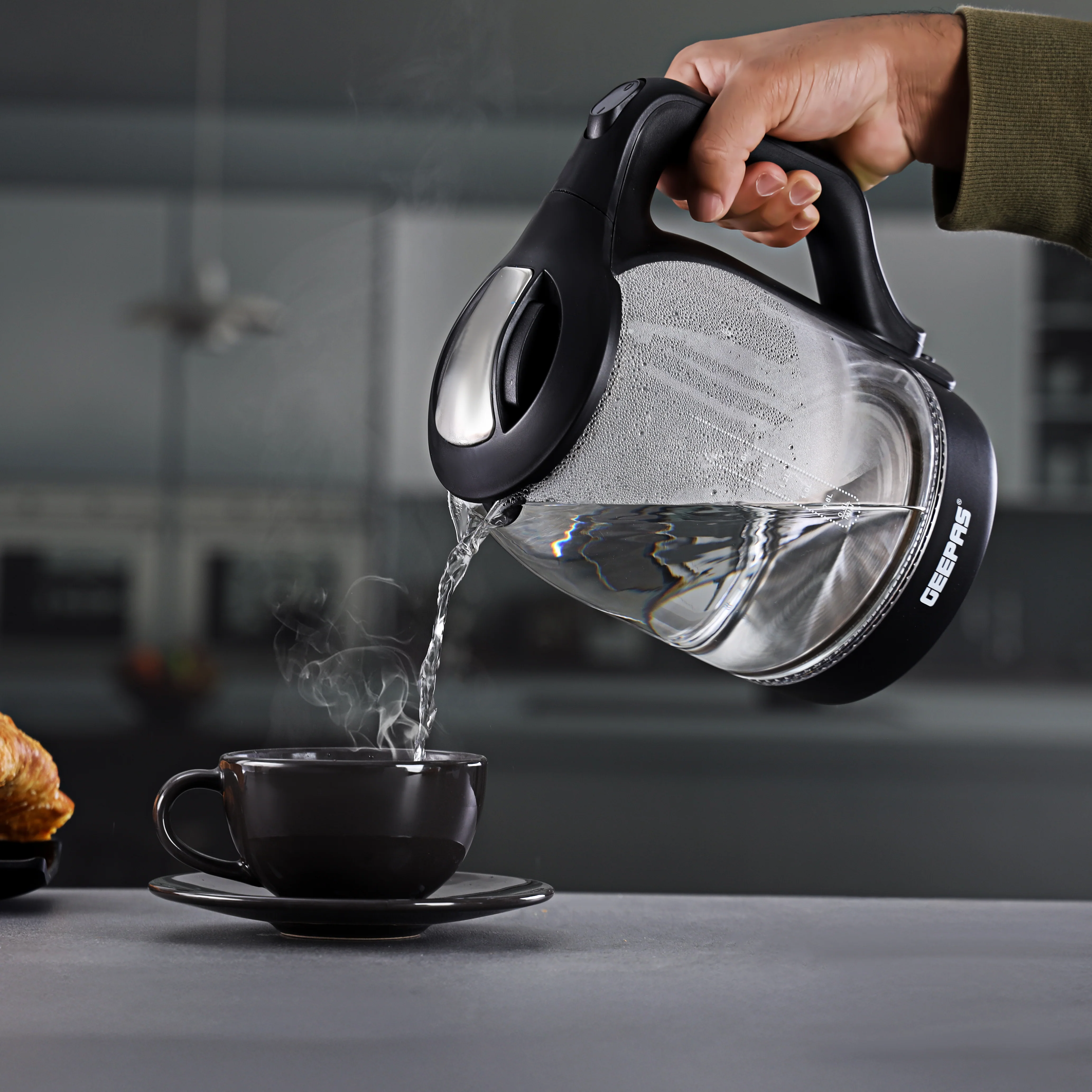 Geepas Electric Kettle - Glass Body| Boil Dry Protection & Auto Shut Off | Heats up Quickly & Easily | Boiler for Hot Water| Tea & Coffee Maker | 1.8L| 2 Years Warranty - Image 5