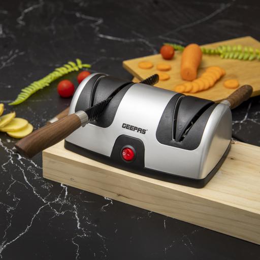 Geepas Electric Knife Sharpener GKS63044 | 2-Stage Precision Grinding & Honing | Diamond-Coated Wheels | Razor Sharp Finish | Compact & Easy to Use | 40W Power | Home Use - Image 3