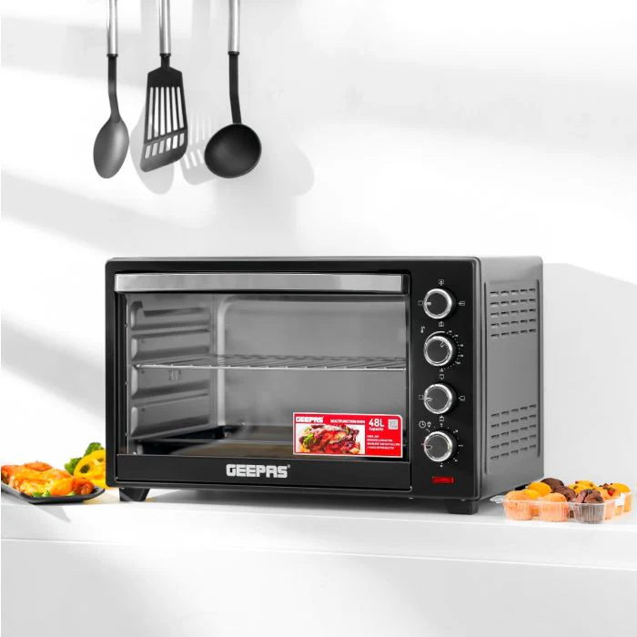 Geepas Electric Oven 48L with Rotisserie & Convection GO4451 | 2000W Power| 60 Minute Timer| Adjustable Temperature Control| Multi-Cooking Functions|  2 Years Warranty - Image 3