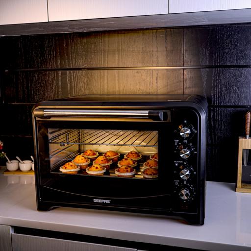 Geepas Electric Oven GO34018 | 60L Large Capacity | 2200W Power | Convection & Rotisserie Function | Adjustable Temperature Control | Durable Design | 2 Years Warranty - Image 3