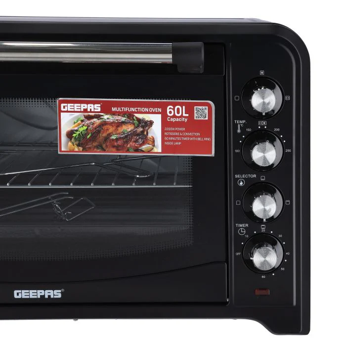 Geepas Electric Oven GO34018 | 60L Large Capacity | 2200W Power | Convection & Rotisserie Function | Adjustable Temperature Control | Durable Design | 2 Years Warranty - Image 5
