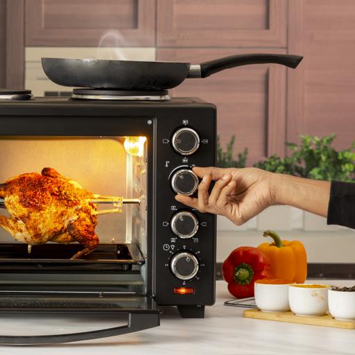 Geepas Electric Oven GO34052 | 38L Capacity | 1600W Power with Dual Hot Plate | Convection & Rotisserie Function | Adjustable Temperature Control |  Efficient Design - Image 5