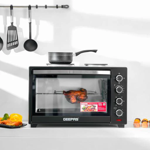 Geepas Electric Oven GO4452 | 60L Large Capacity | 2000W Power with Convection & Rotisserie Function | Adjustable Temperature Control | Durable Design | 2 Years Warranty - Image 2
