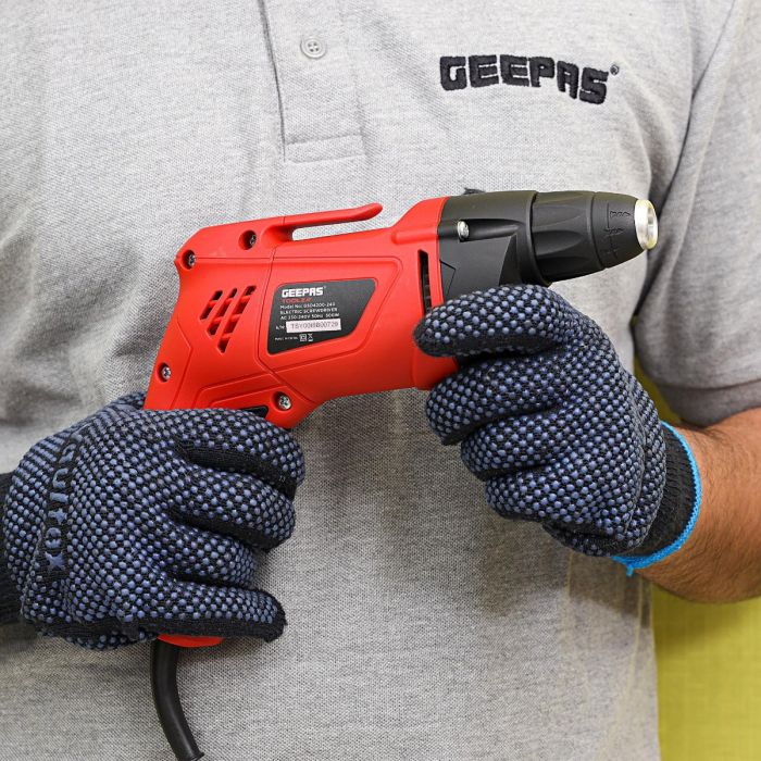 Geepas Electric Screw Driver 500W - Variable Speed 0 to 4200 RPM | Forward & Reverse Button with Lock-On Switch | Trigger-Lock | Ideal for Drilling, Screw Tightening & Loose