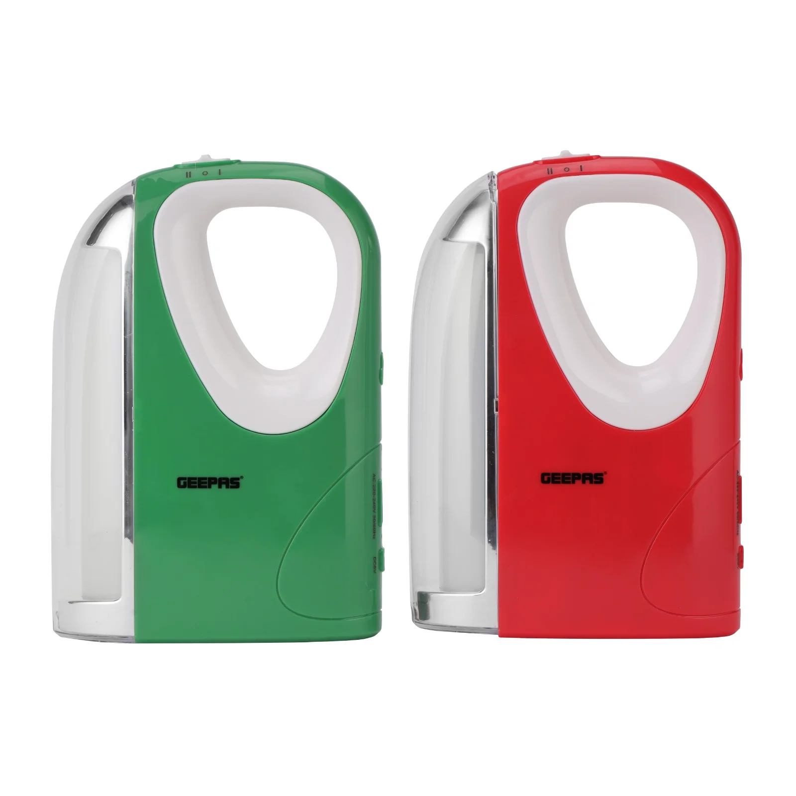 Geepas Rechargeable Emergency Lantern- GE53027| Pack of 2, Extended Battery Life, 60 Pieces SMD LEDs and Long Hours Working| Portable and Light-Weight Design| Red & Green - Image 2