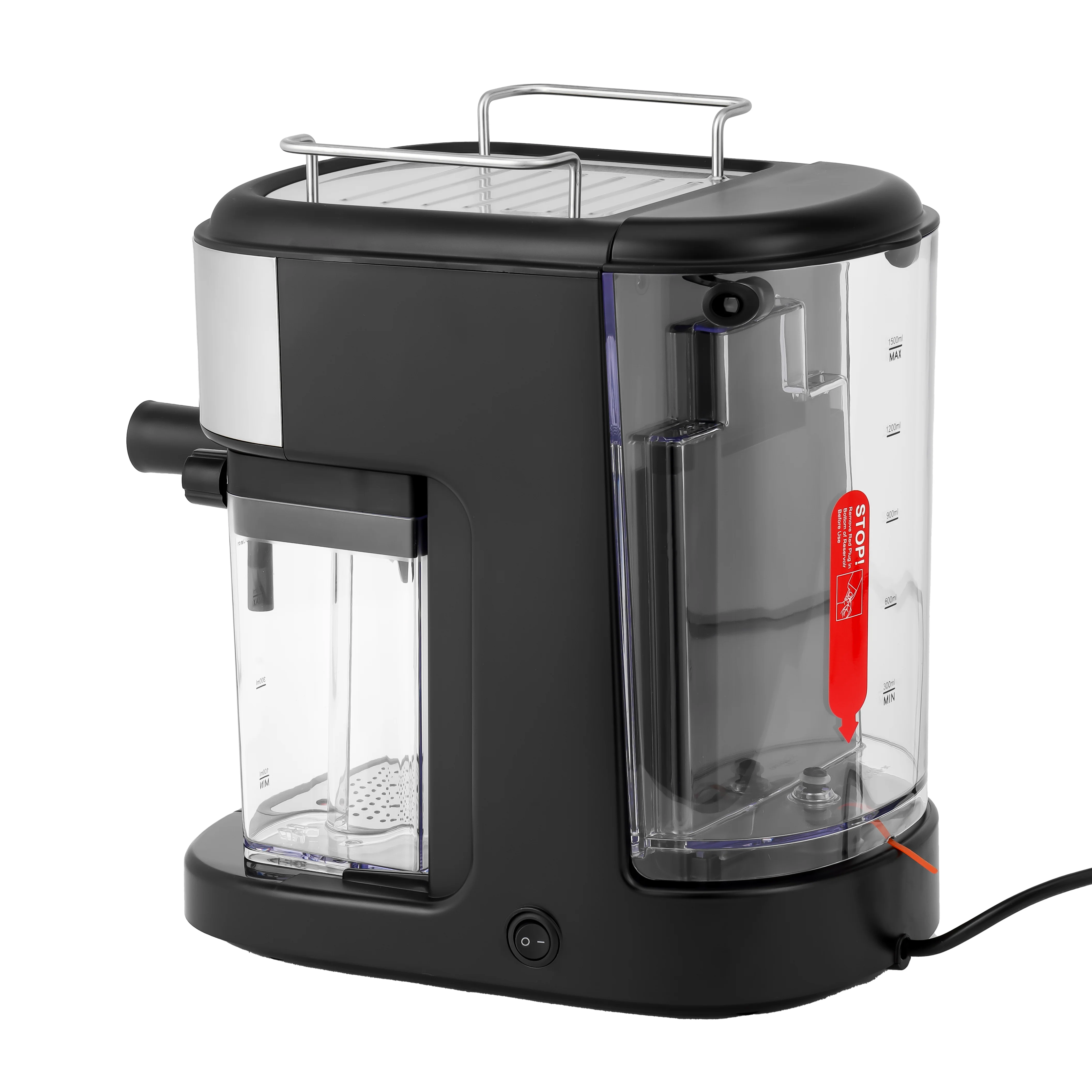 Geepas Espresso and Cappuccino Coffee Machine- GCM1215SA| Equipped with 20 Bar High Pressure Pump and Powerful Steam System | Black and Silver | 2 Years Warranty - Image 4