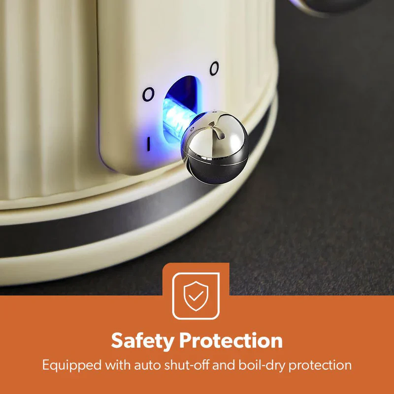 Geepas 1.7L Fluted Jug Kettle GK38068UK-CR | 360° Rotation, Boil-Dry Protection, Auto Cut-Off | For Water, Milk, Tea | Removable Filter | Cream, 2-Year Warranty - Image 4