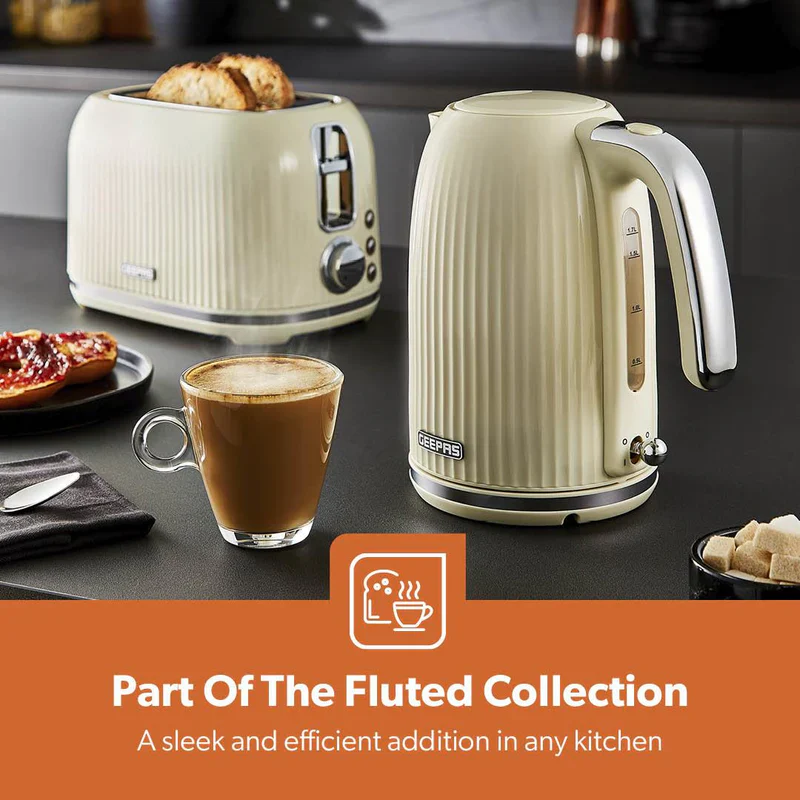 Geepas 1.7L Fluted Jug Kettle GK38068UK-CR | 360° Rotation, Boil-Dry Protection, Auto Cut-Off | For Water, Milk, Tea | Removable Filter | Cream, 2-Year Warranty - Image 8