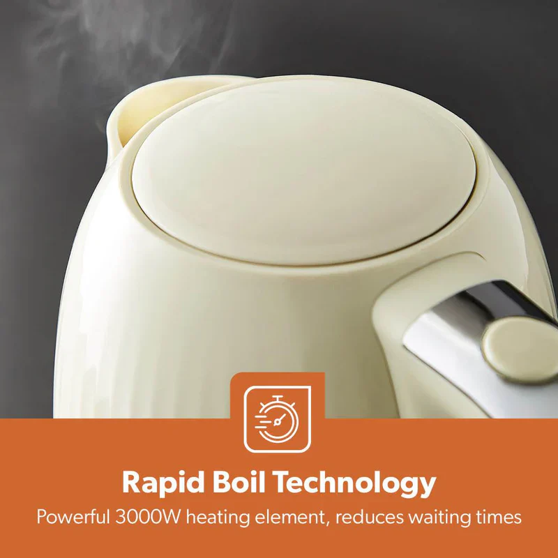 Geepas 1.7L Fluted Jug Kettle GK38068UK-CR | 360° Rotation, Boil-Dry Protection, Auto Cut-Off | For Water, Milk, Tea | Removable Filter | Cream, 2-Year Warranty - Image 9